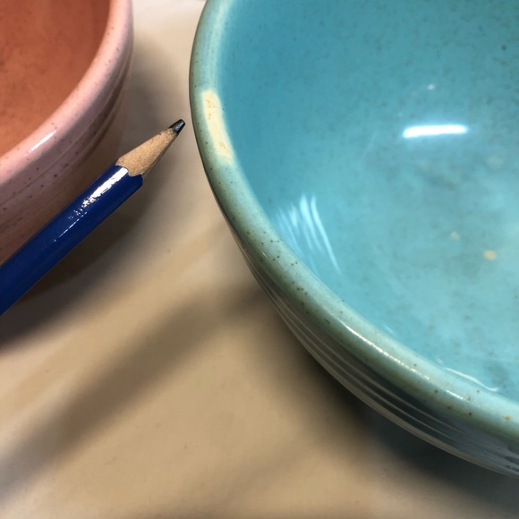 Mid 20th Century McCoy Speckled Turquoise & pink Pastel Bowl read - Picture 12 of 13